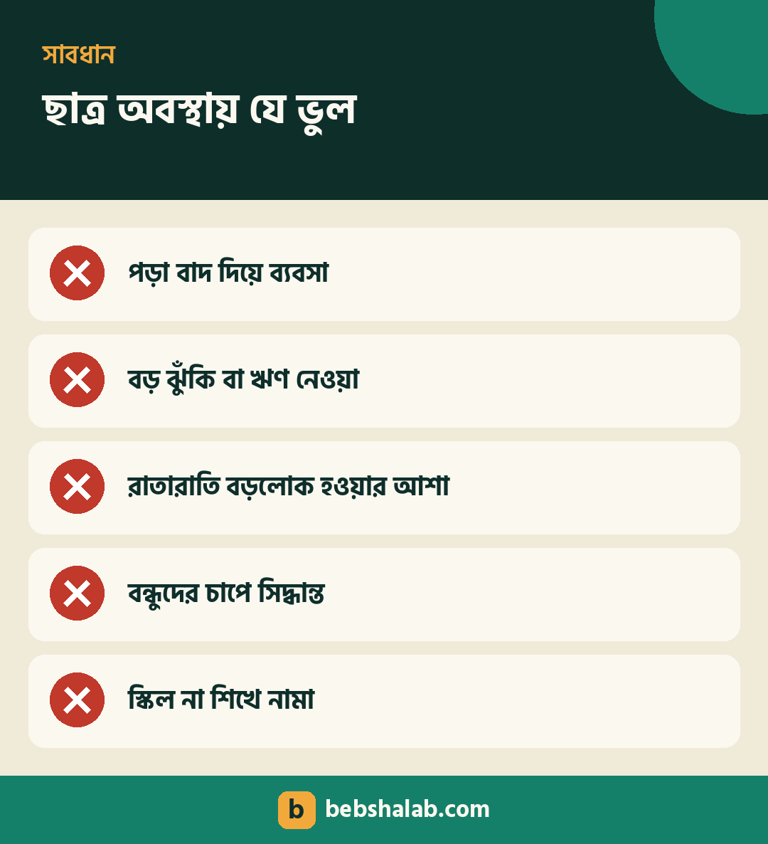 ছাত্র অবস্থায় ব্যবসায় যে ভুলগুলো এড়াবেন