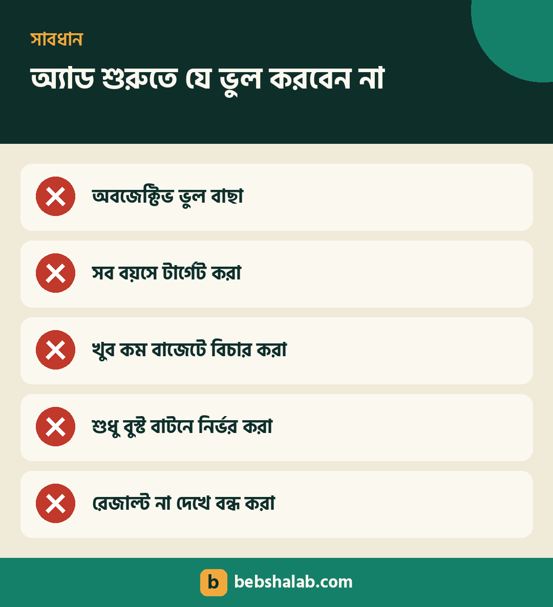 ফেসবুক অ্যাড শুরুতে যে ভুলগুলো এড়াবেন