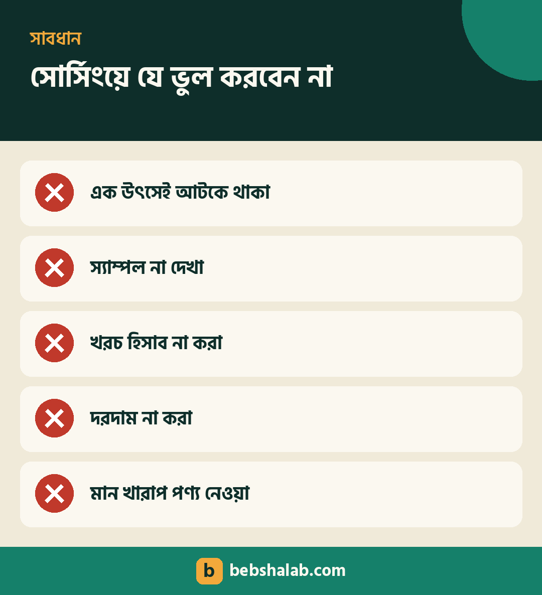 সোর্সিংয়ে যে ভুলগুলো এড়াবেন